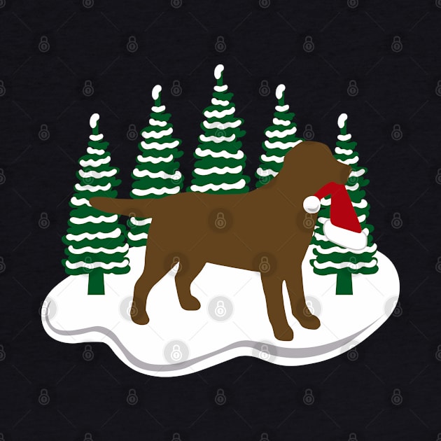 Chocolate Labrador Snow and Christmas by HappyLabradors